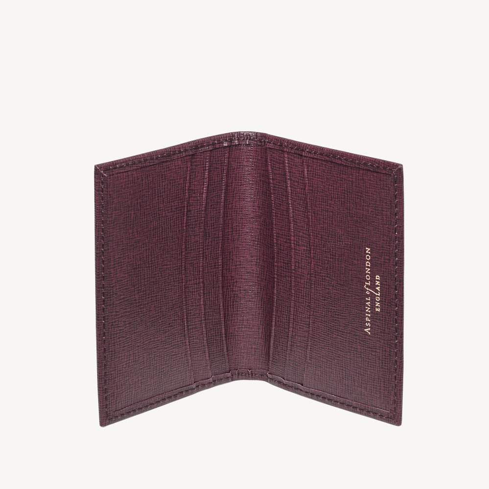 Double Fold Credit Card Holder Burgundy Saffiano
