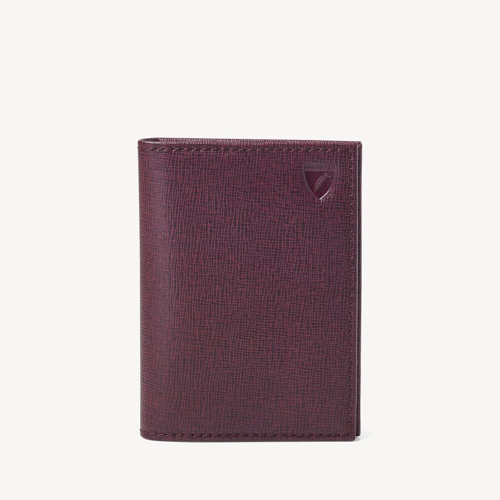 Double Fold Credit Card Holder Burgundy Saffiano