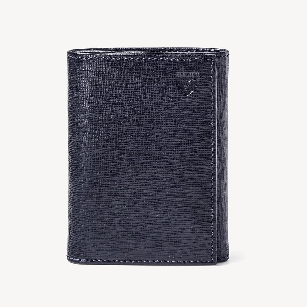 Trifold Wallet  Navy Saffiano