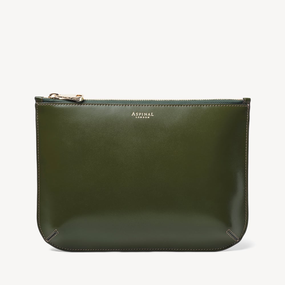 Large Ella Pouch Smooth Moss Green