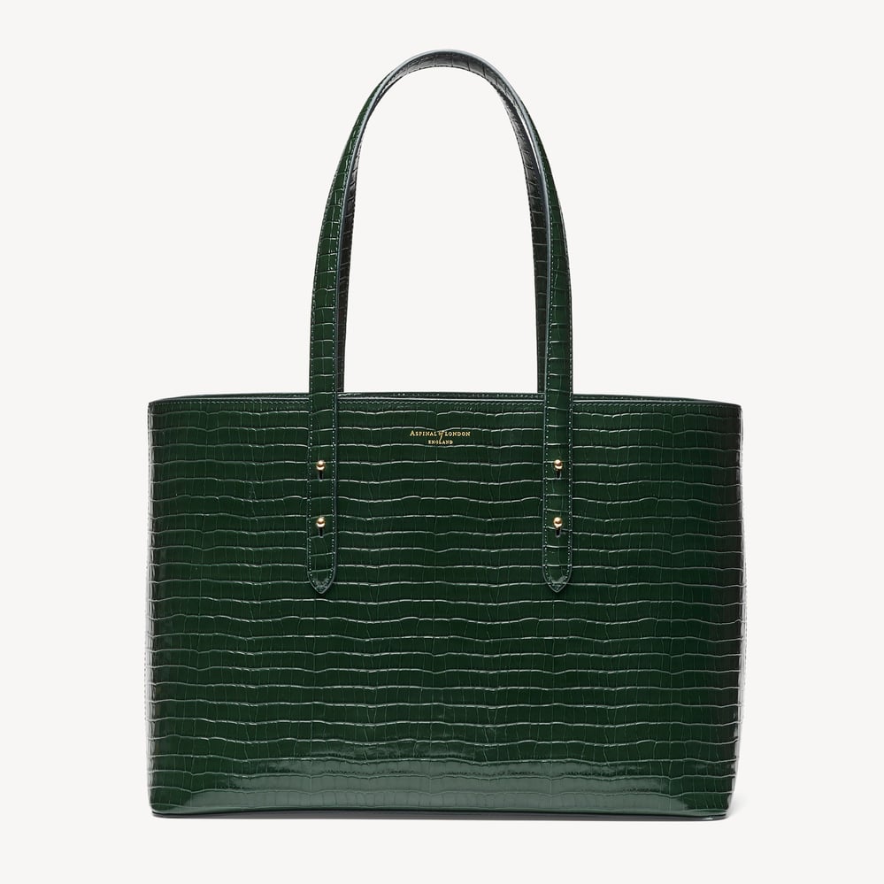 Regent Tote Deep Shine Evergreen Small Croc