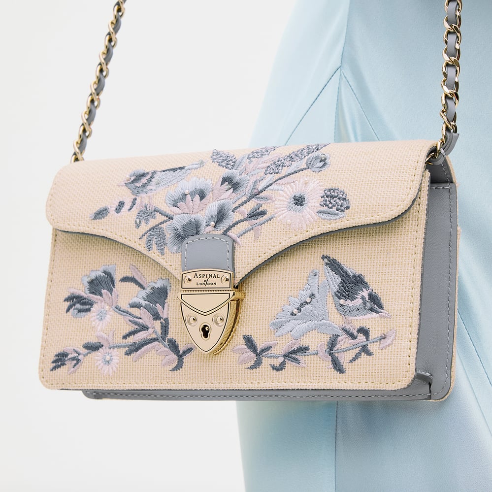 Mayfair®Clutch Sky Blue English Garden Hand Embroidery