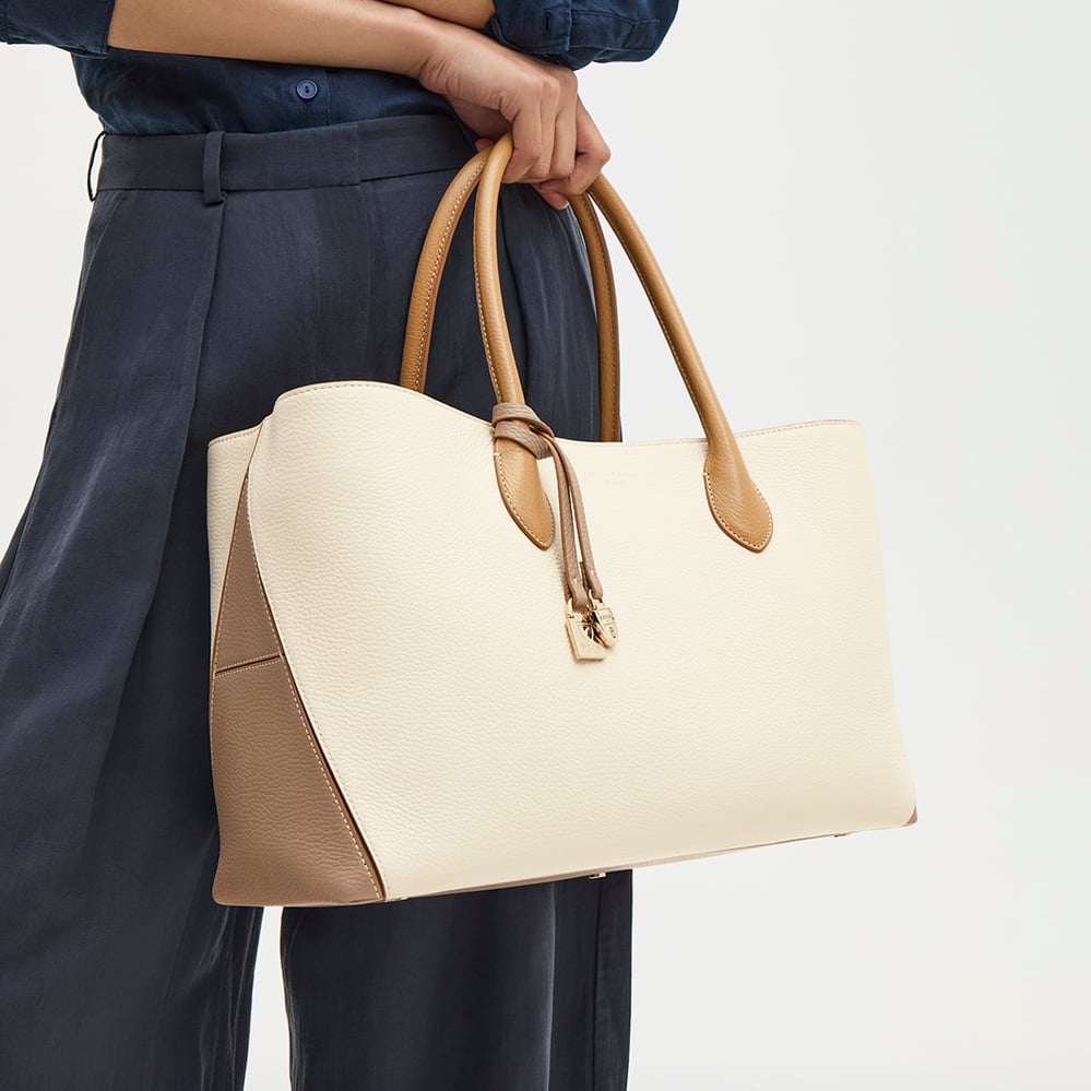 London Tote Soft Taupe & Ivory Pebble