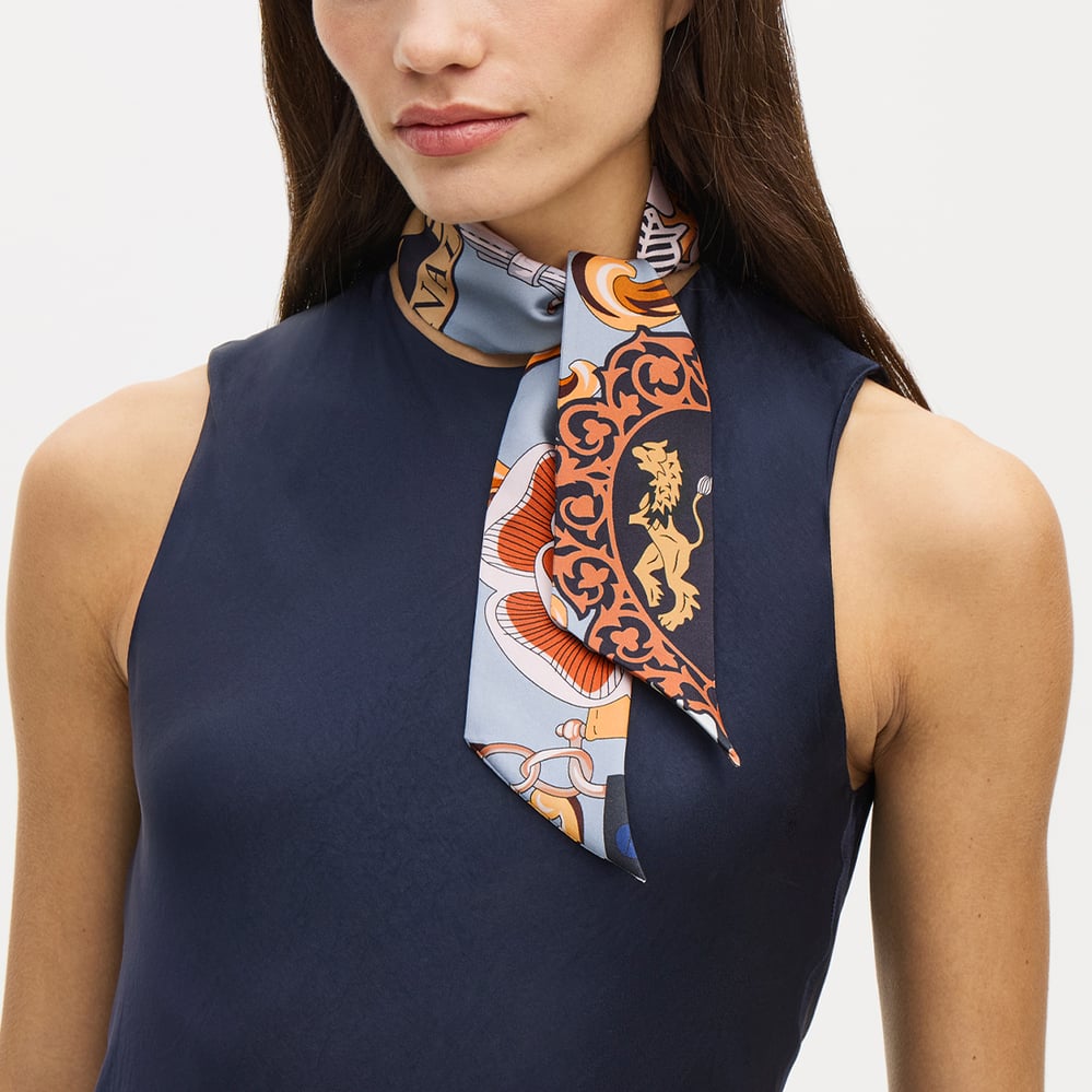 Skinny Silk Scarf Neutral Pure Silk