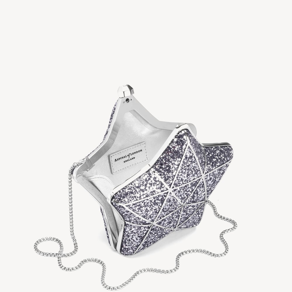 Star Clutch Silver Glitter