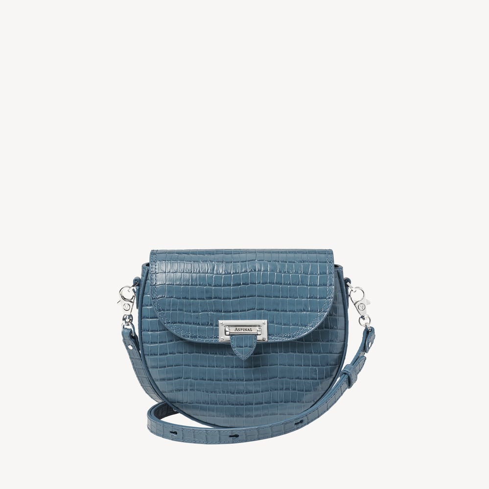 Portobello Crossbody Deep Shine Peacock Blue Small Croc