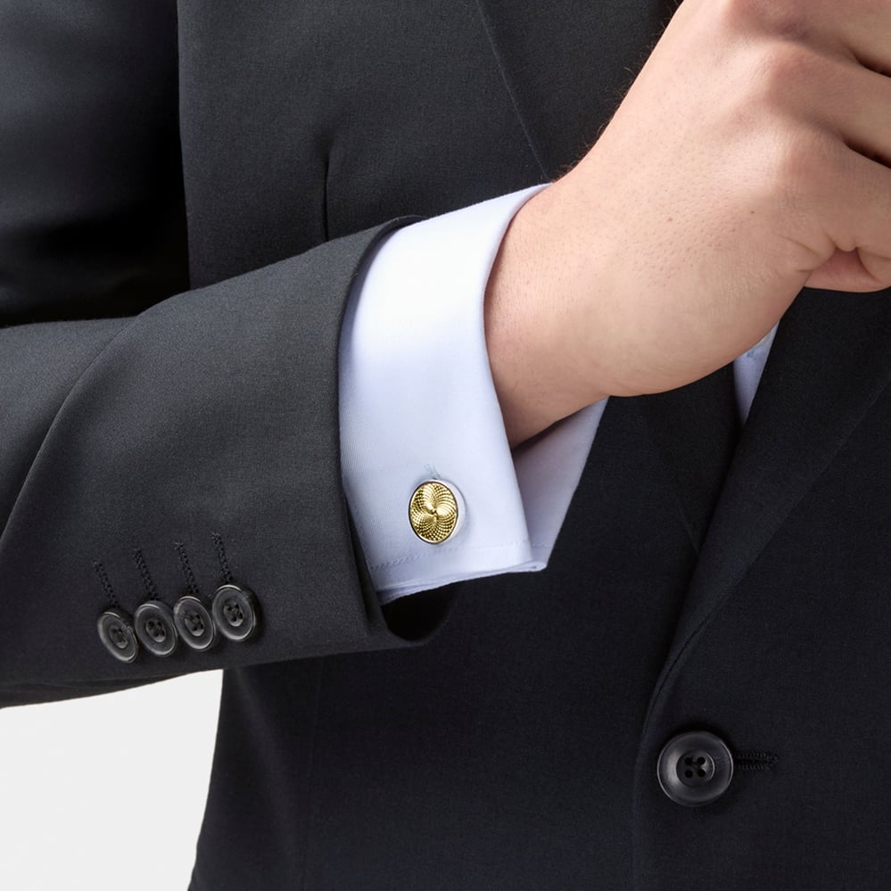 Engraved Centre Round Cufflinks Sterling Silver 925 Plated & Gold Plated