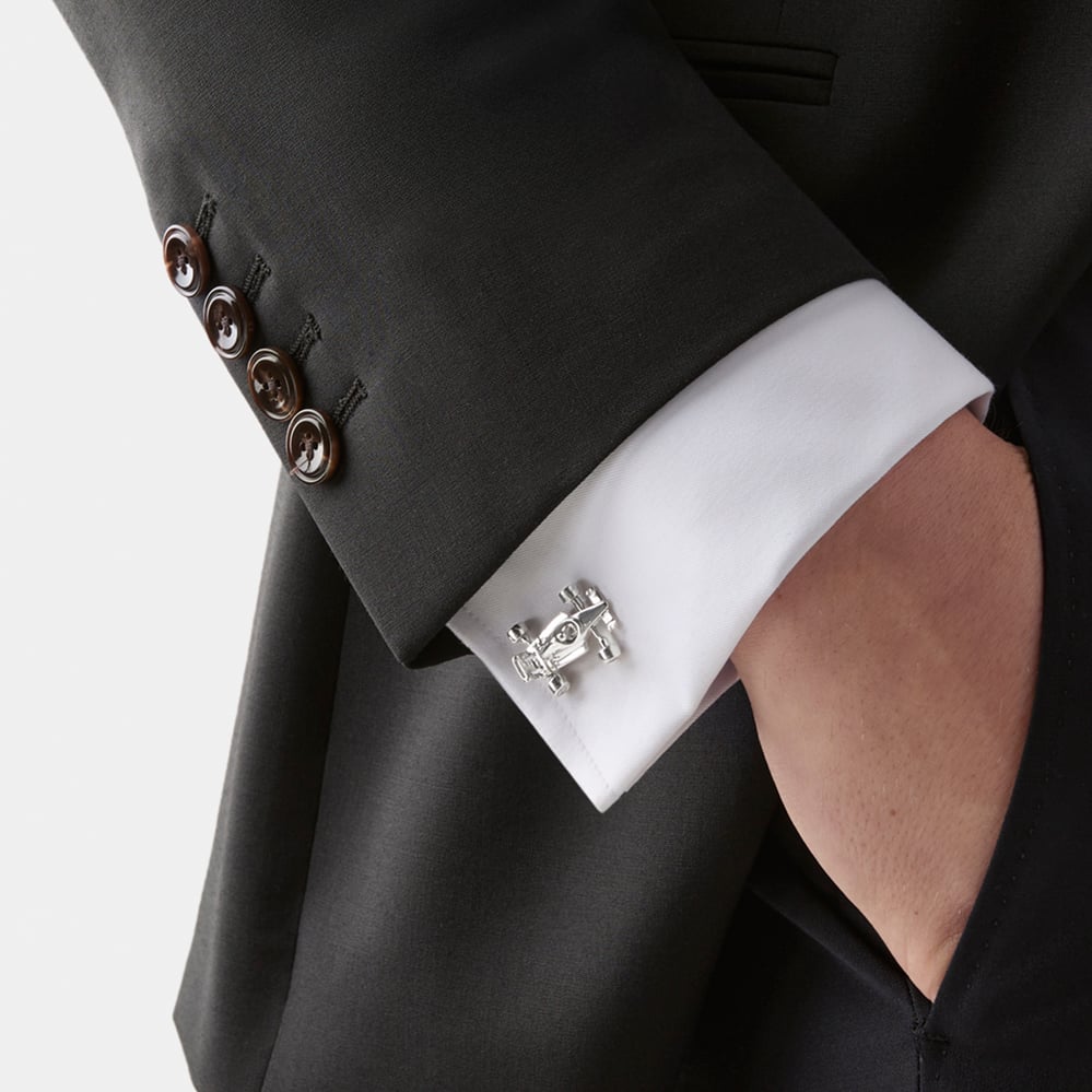 Sterling Silver Racing Chequered Flag Cufflinks Mother of Pearl & Onyx set in Sterling Silver 925