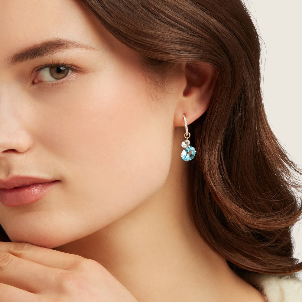 Diamond & Duo Gemstone Hoop Earrings 0.3ct Diamond