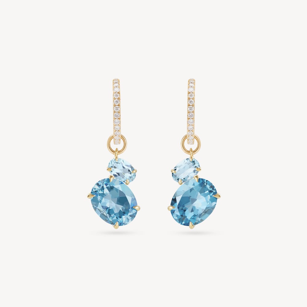 Diamond & Duo Gemstone Hoop Earrings 0.3ct Diamond