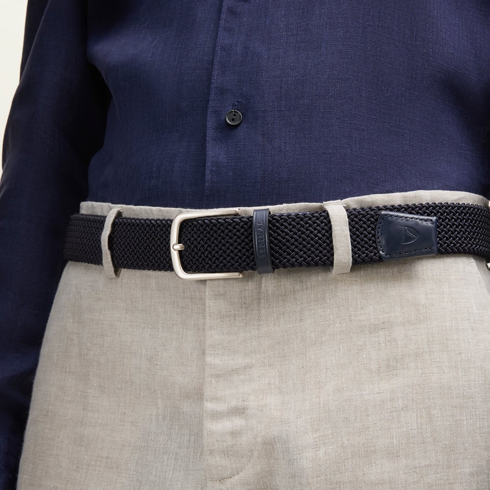 Men's Stretch Woven Belt Navy