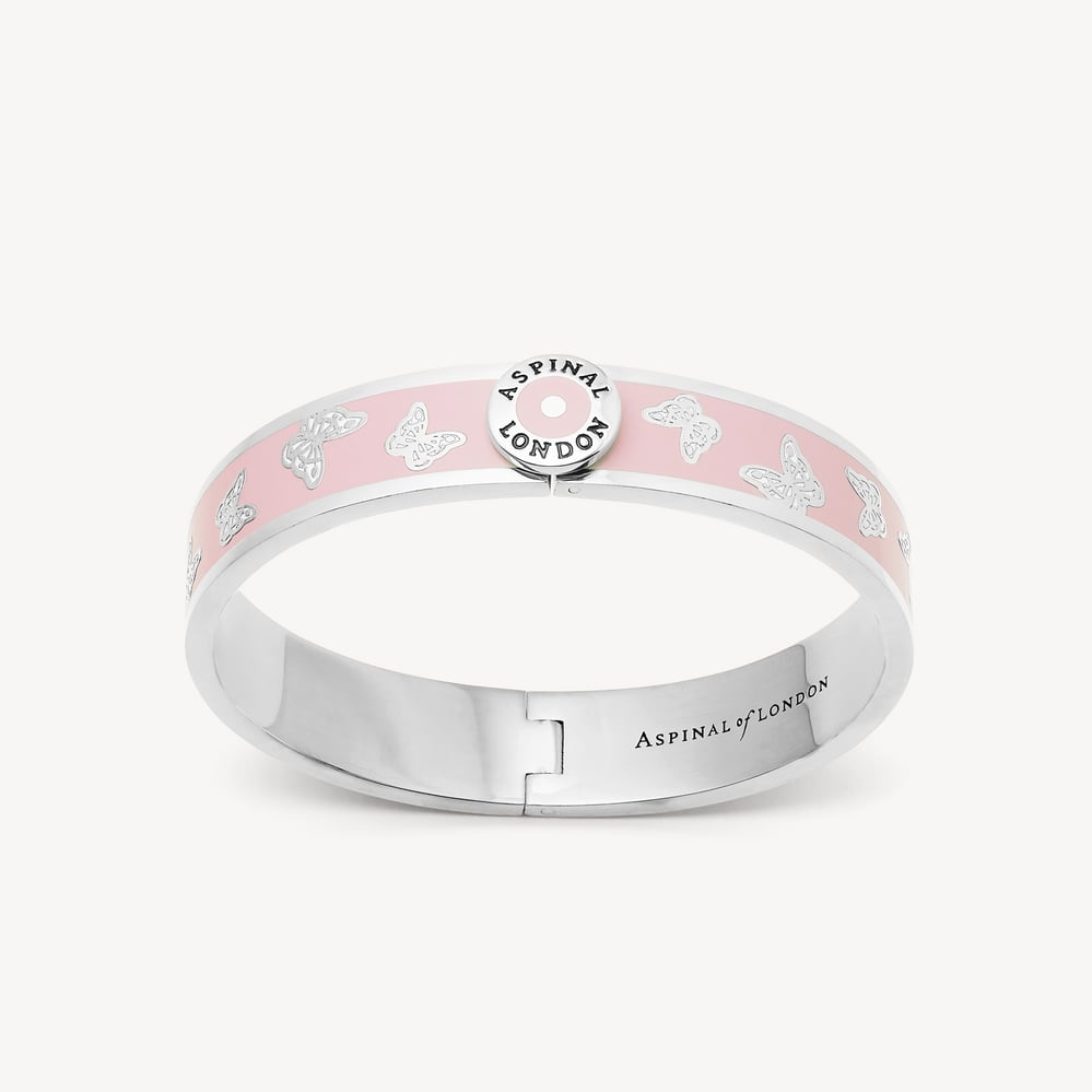 Butterfly Enamel Bangle English Rose Enamel & Palladium Silver Plated