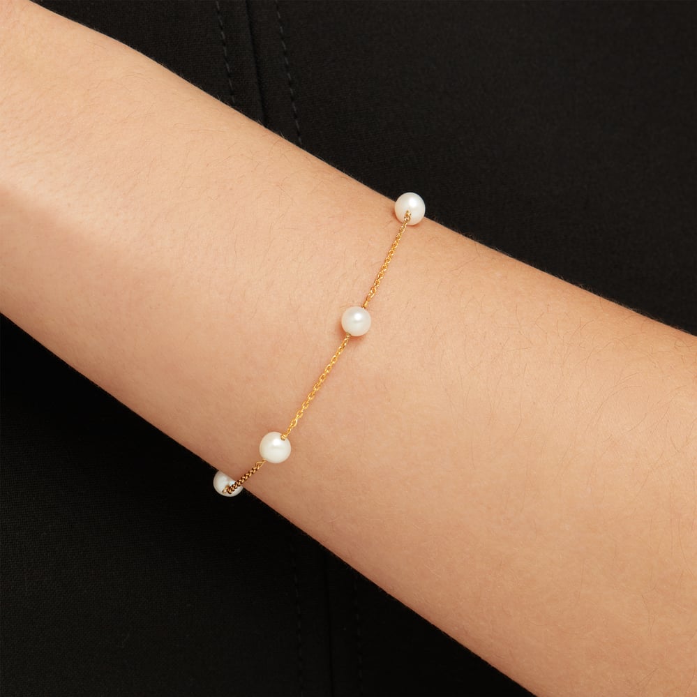 Pearl Station Bracelet Freshwater Pearls & 18ct Gold Vermeil