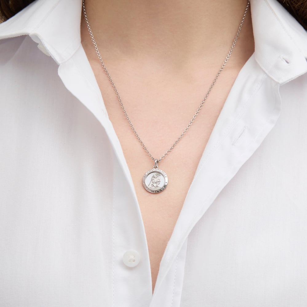 St Christopher Charm Necklace Sterling Silver 925