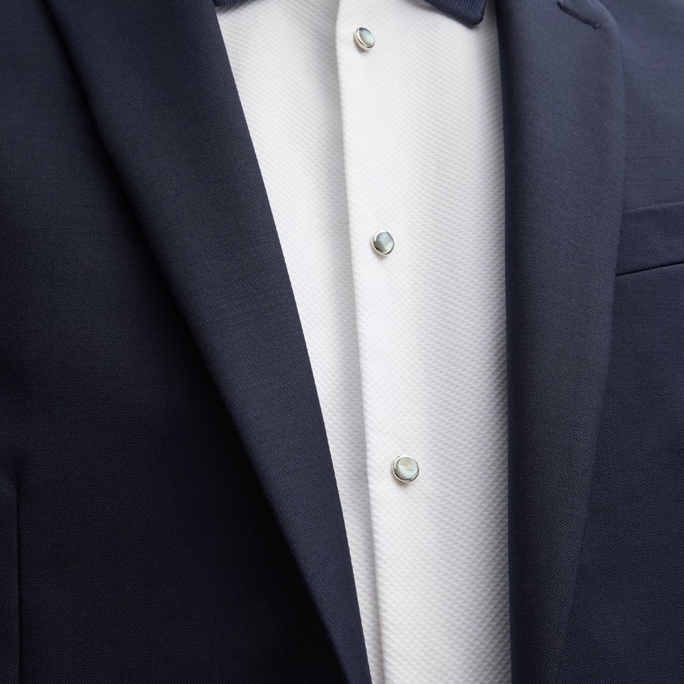 Oval Cufflinks & Dress Shirt Studs Set Mother of Pearl & Sterling Silver 925
