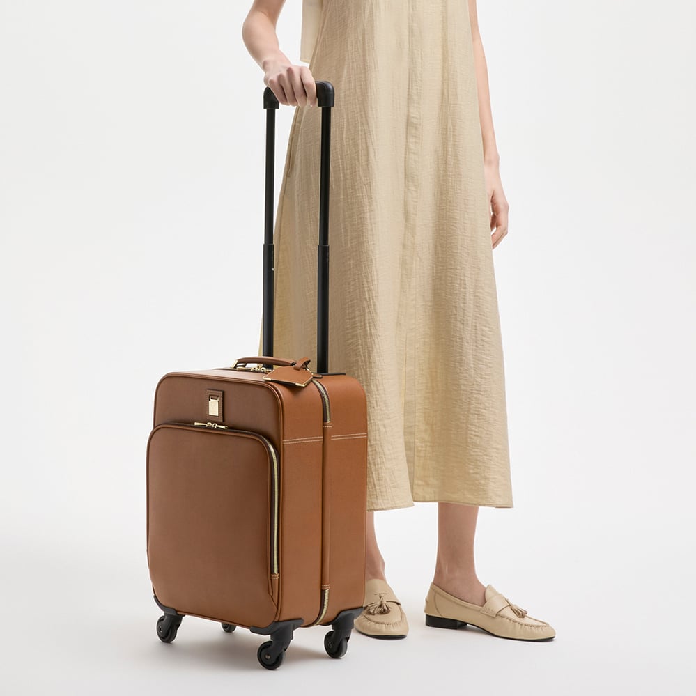 Connaught Cabin Case Tan Saffiano with Gold Hardware
