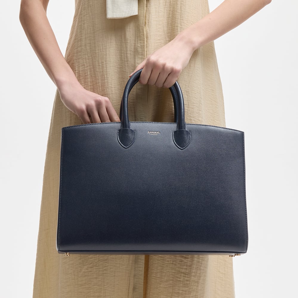 Madison Tote  Navy Saffiano