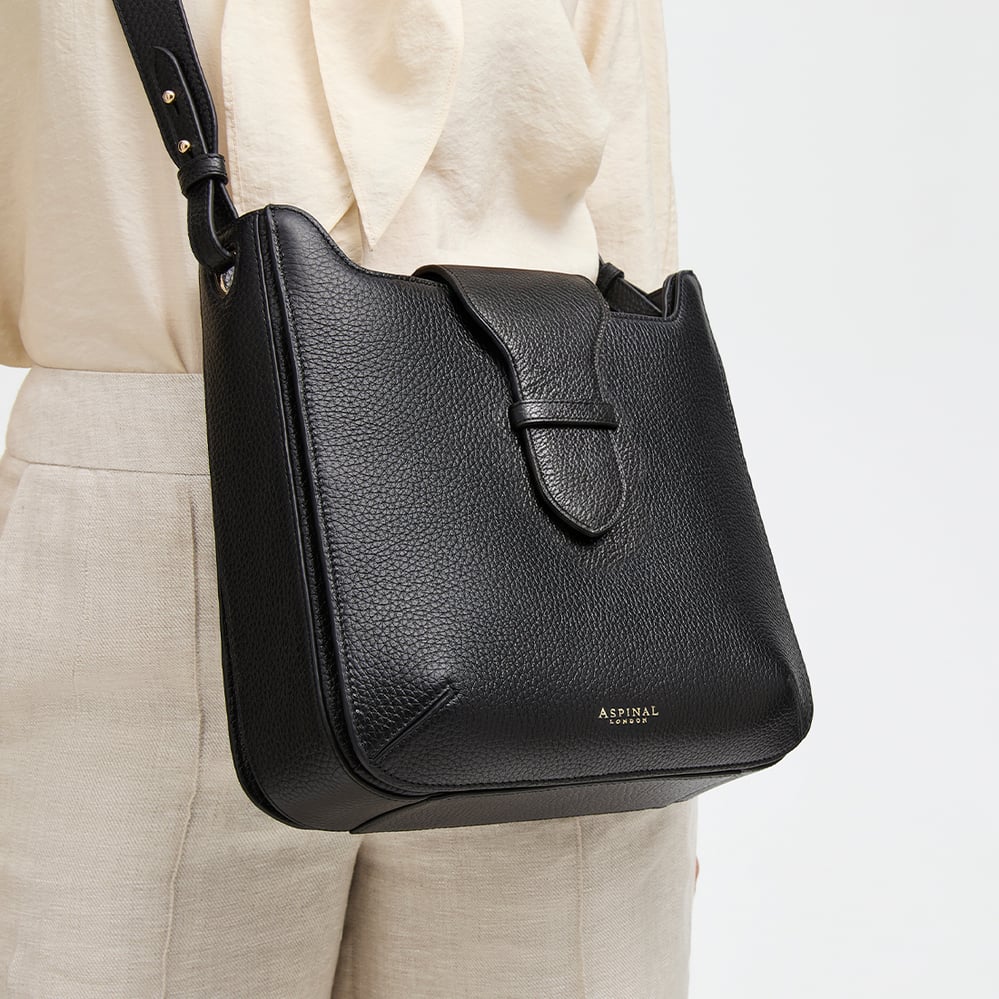 Ella Hobo Black Pebble with Silver Lining