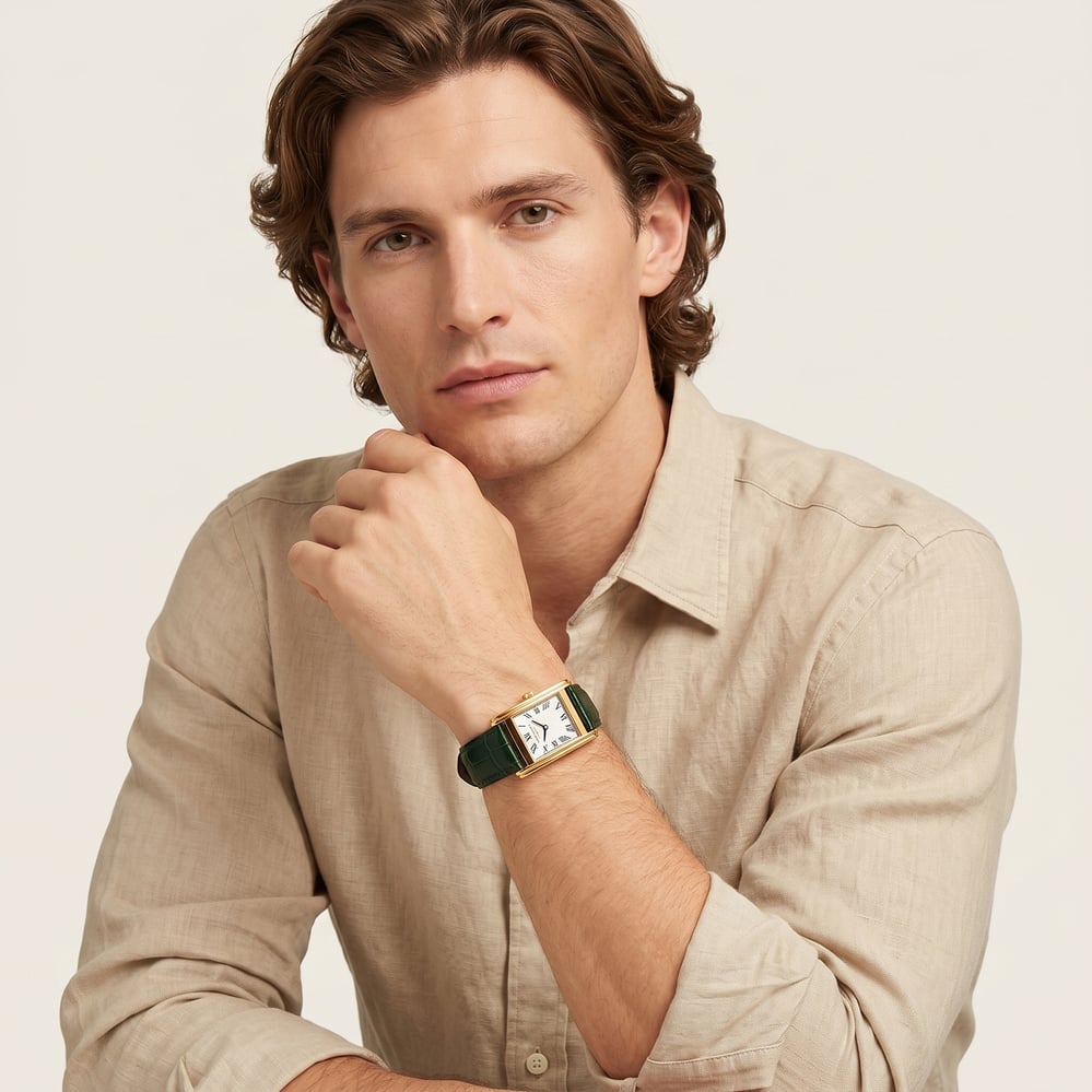 Mayfair® Classic Watch 23ct Gold Plated - Deep Shine Evergreen Croc