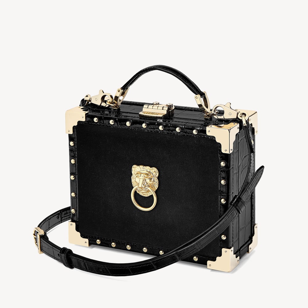 Trunk Black Velvet & Deep Shine Croc with Studs