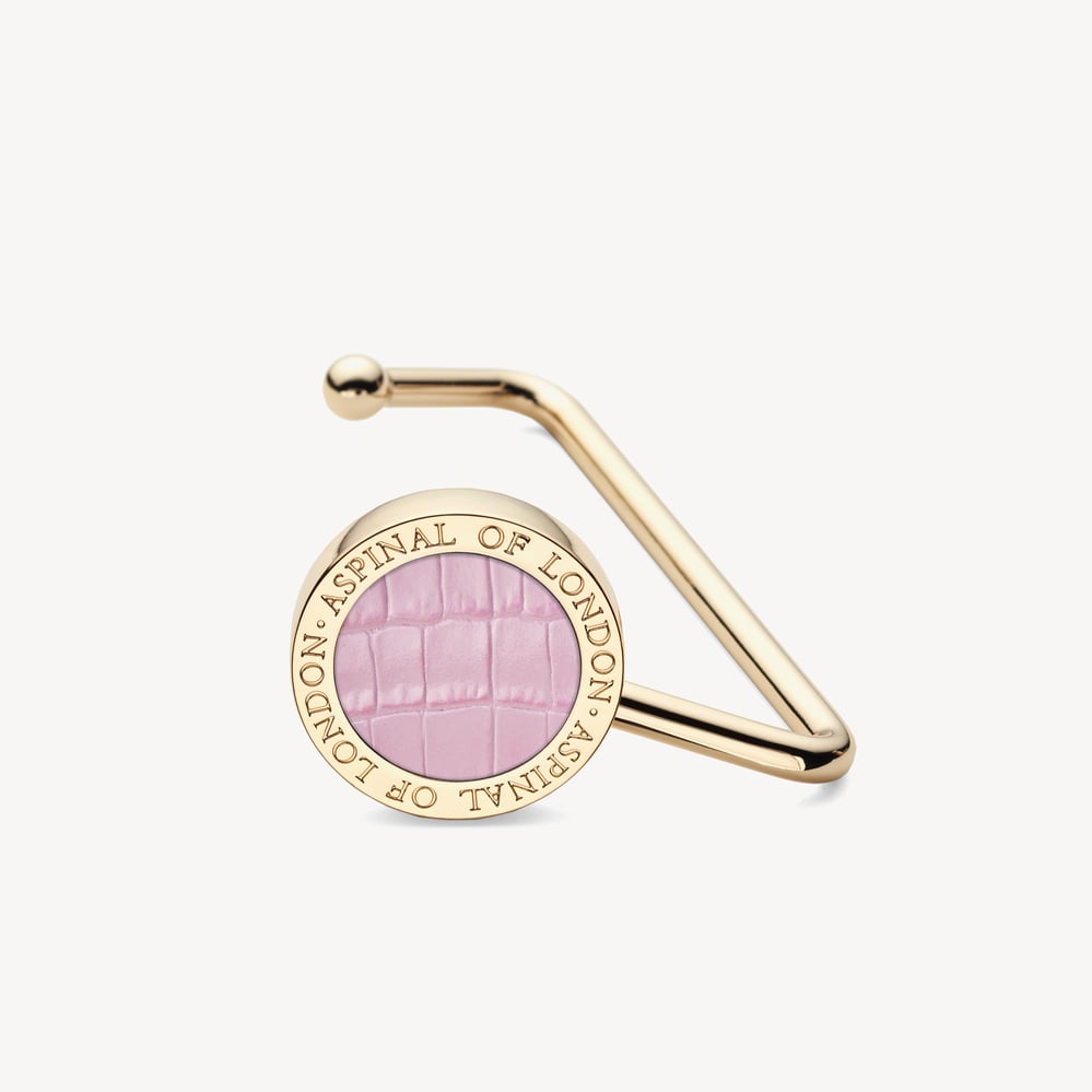 Aspinal Handbag Hook Deep Shine Powder Lilac Small Croc