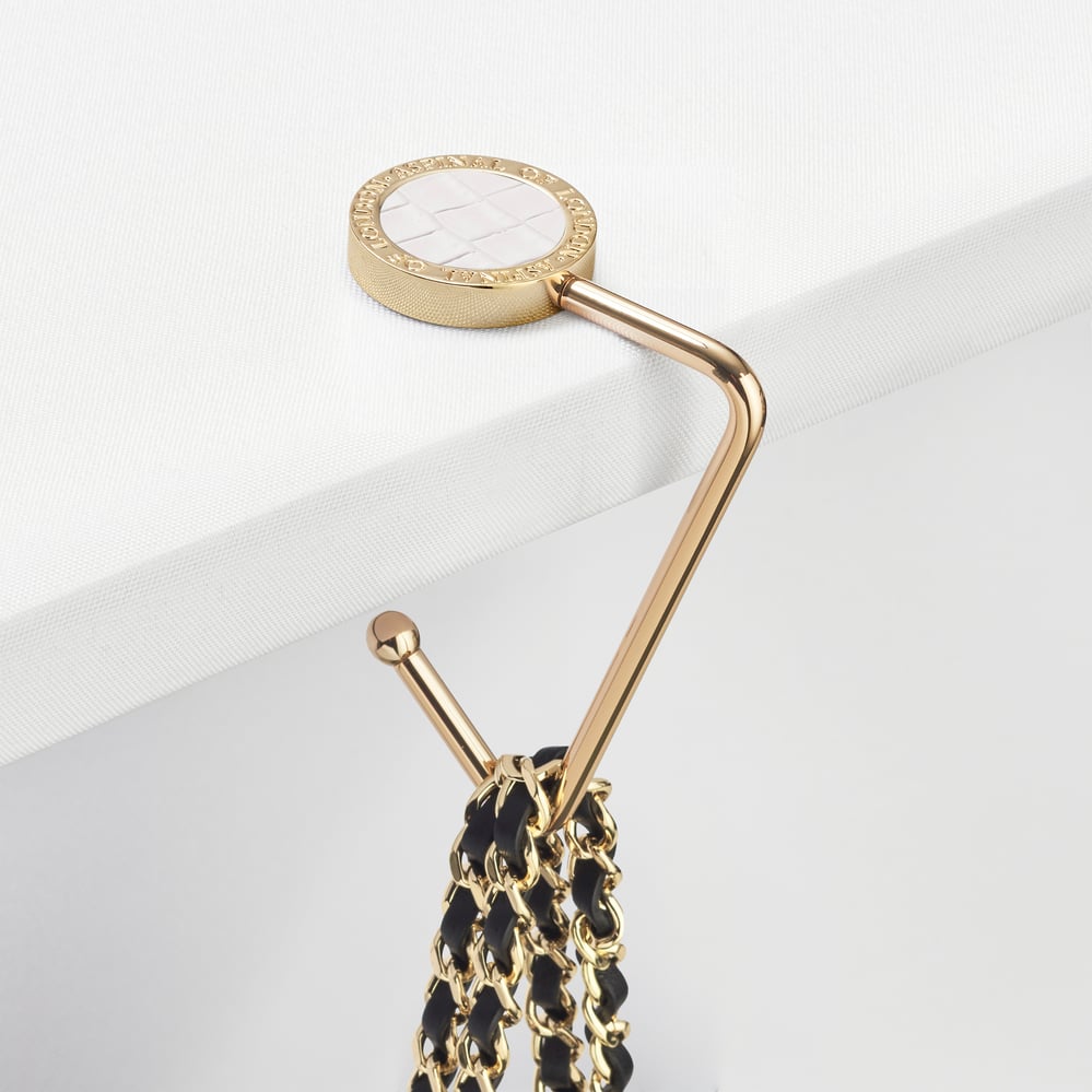 Aspinal Handbag Hook Deep Shine Chalk White Small Croc