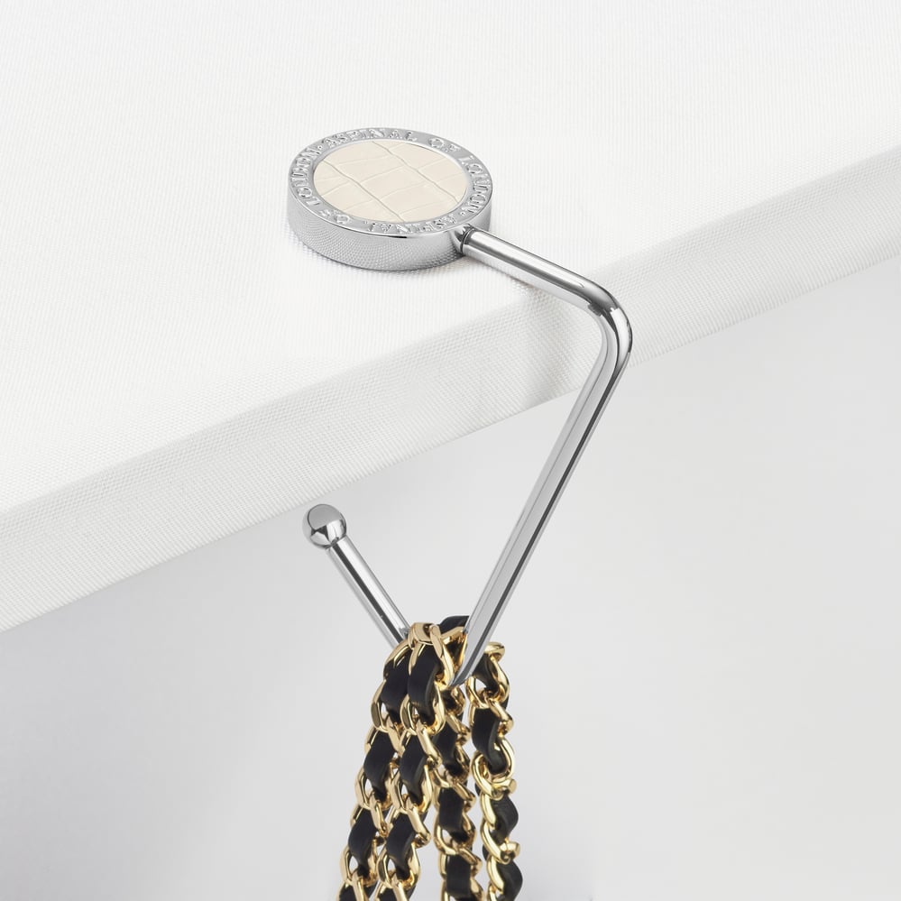 Aspinal Handbag Hook Deep Shine Ivory Small Croc