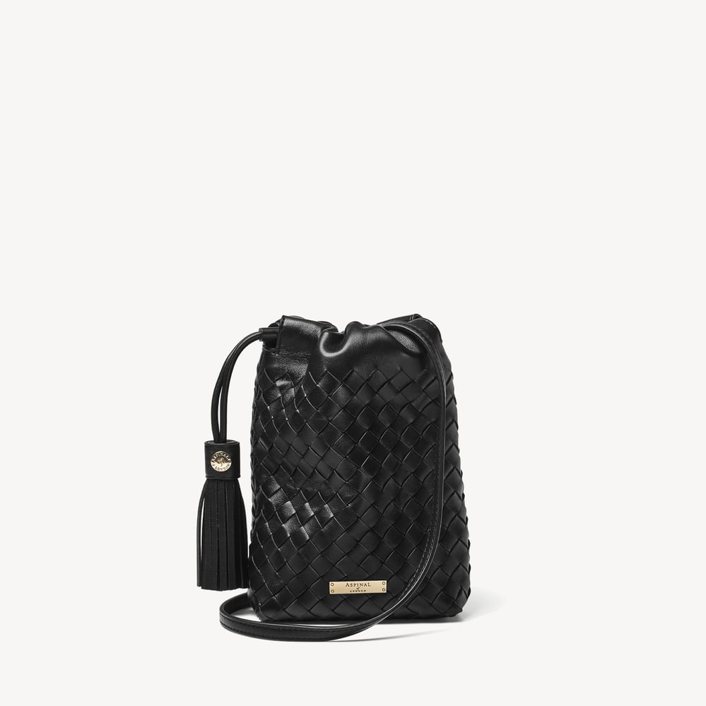 Soho Crossbody Pouch Black Woven Leather