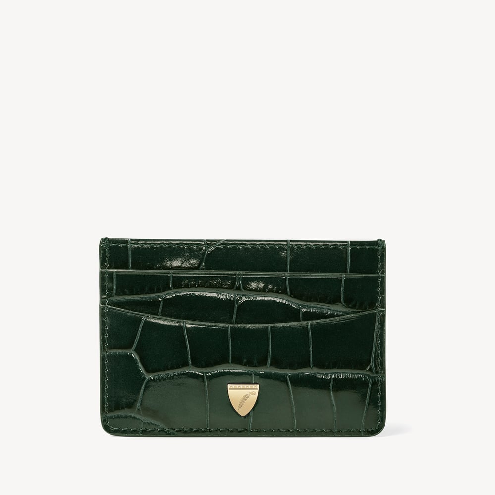 Slim Credit Card Holder Deep Shine Evergreen Croc