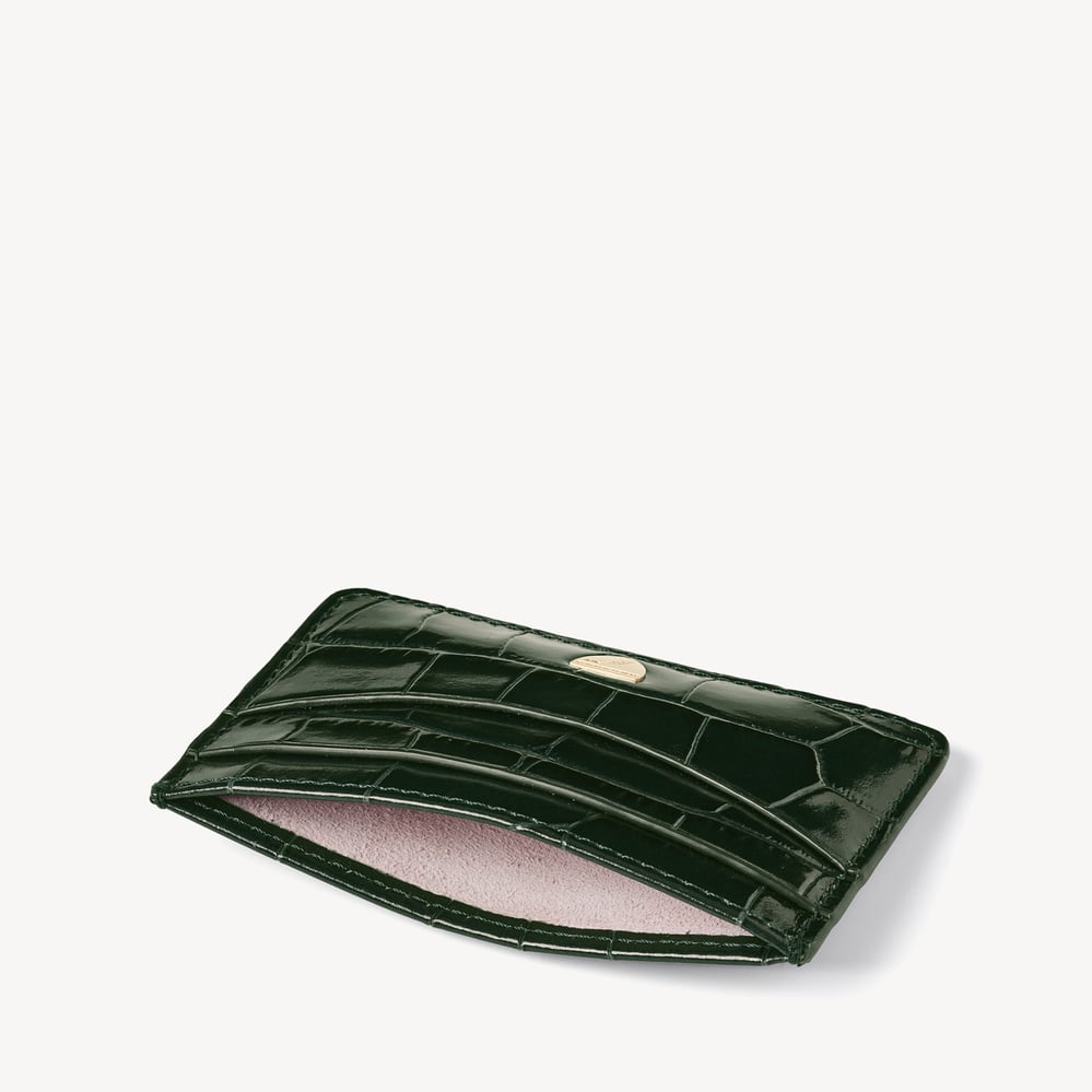 Slim Credit Card Holder Deep Shine Evergreen Croc