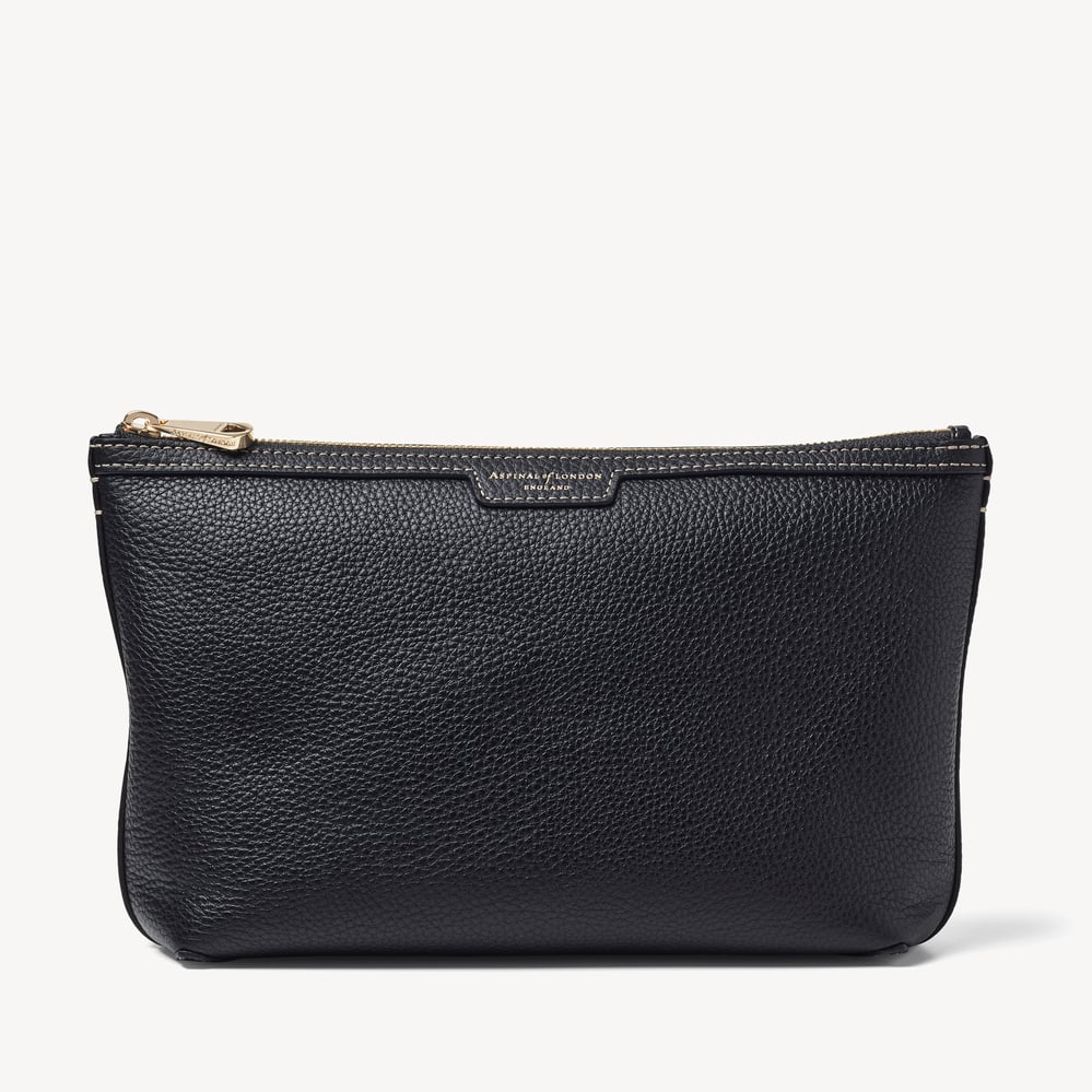 Hudson Large Pouch Black Milled Pebble