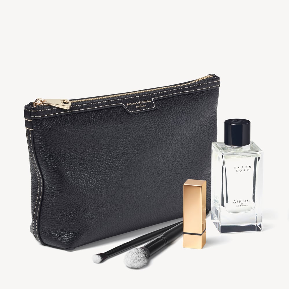 Hudson Large Pouch Black Milled Pebble