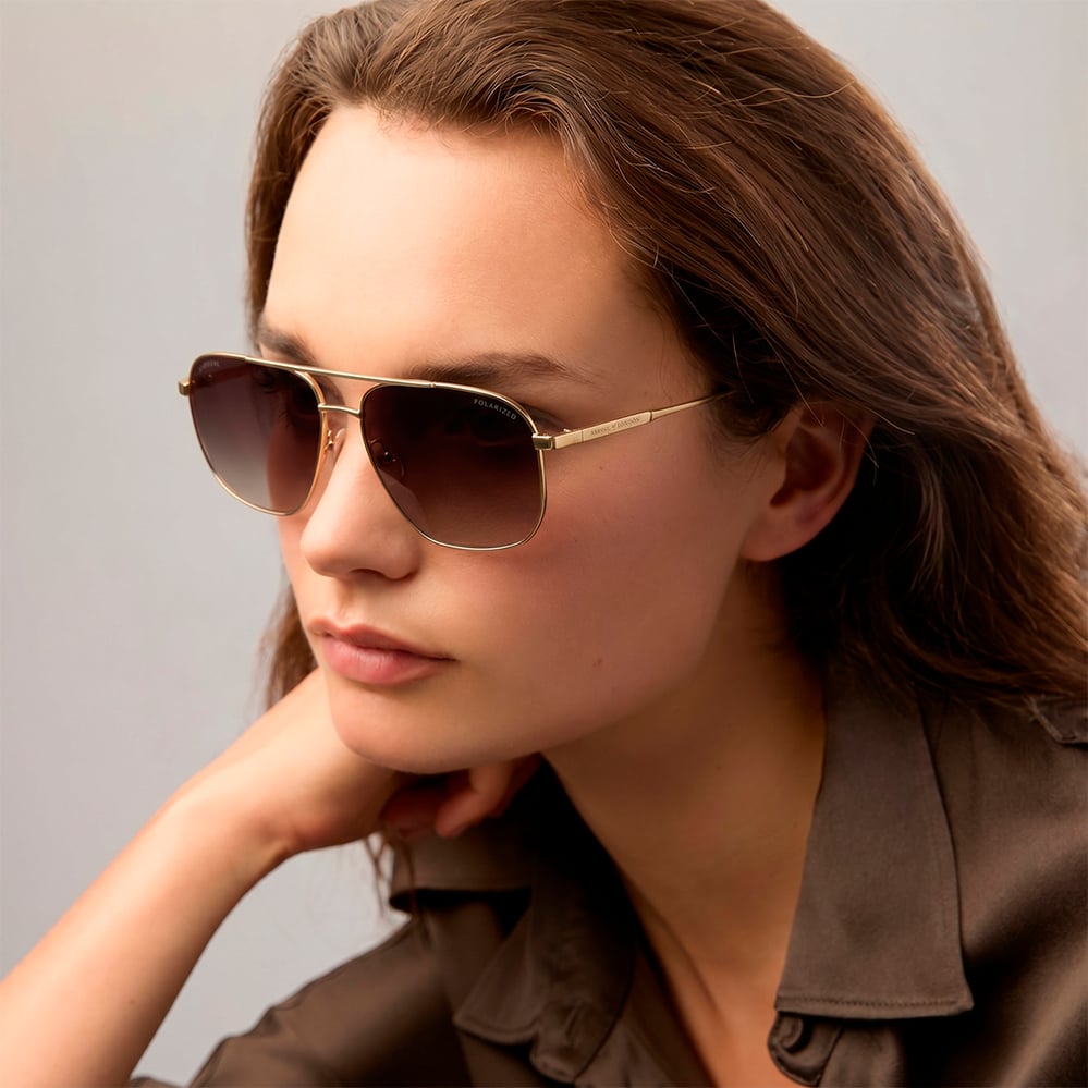 Maranello Aviator Sunglasses Gold Stainless Steel