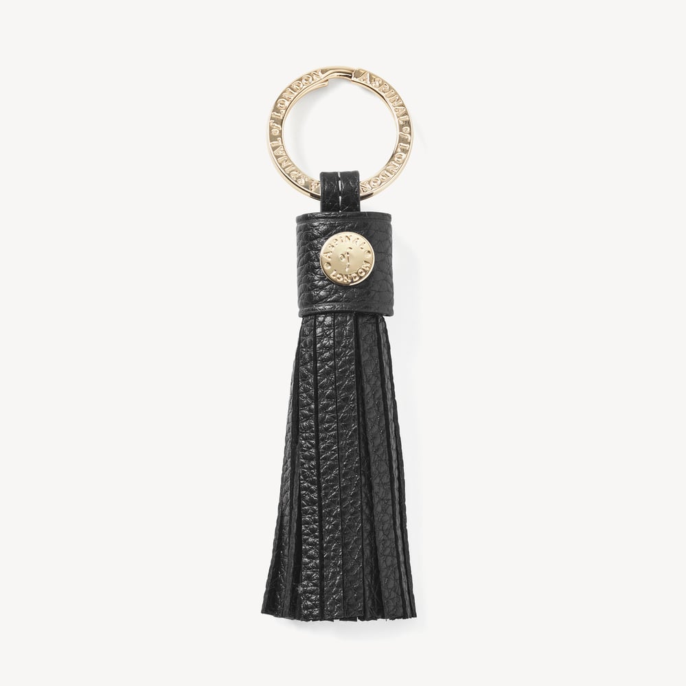 Hudson Tassel Keyring Black Milled Pebble