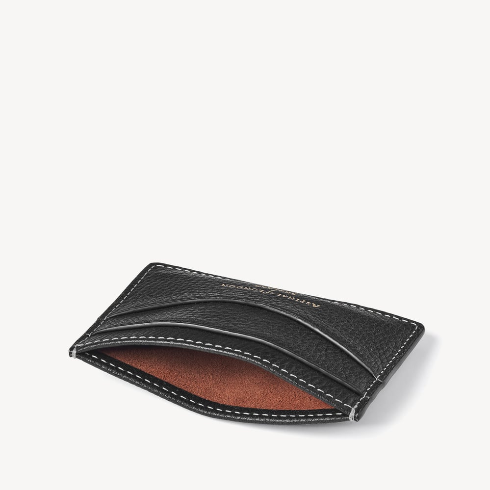 Hudson Slim Credit Card Holder Black Milled Pebble