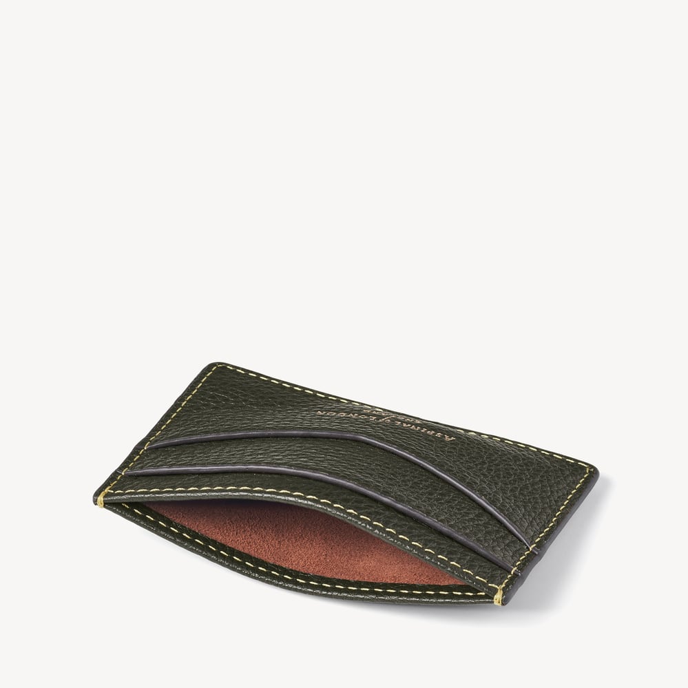 Hudson Slim Credit Card Holder Forest Green Milled Pebble