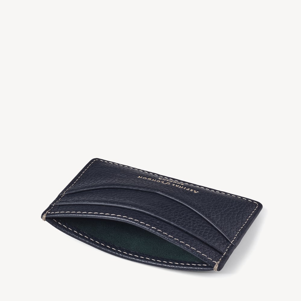 Hudson Slim Credit Card Holder Classic Navy Milled Pebble