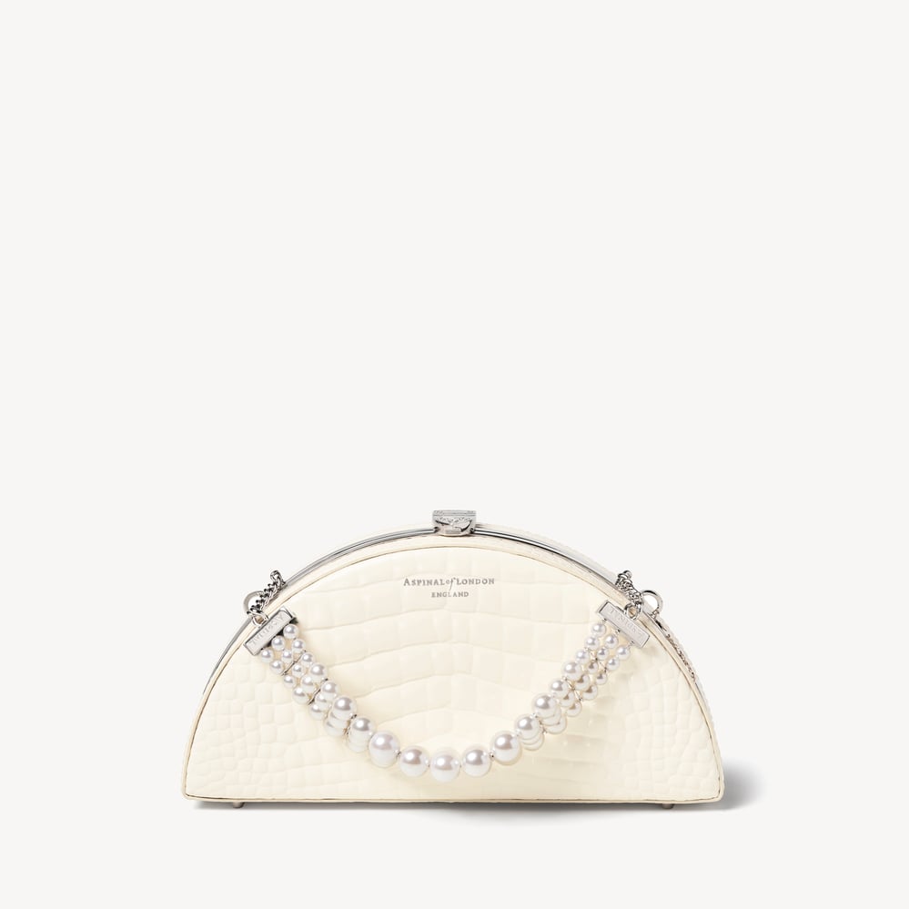 Luna Clutch Ivory Patent Croc