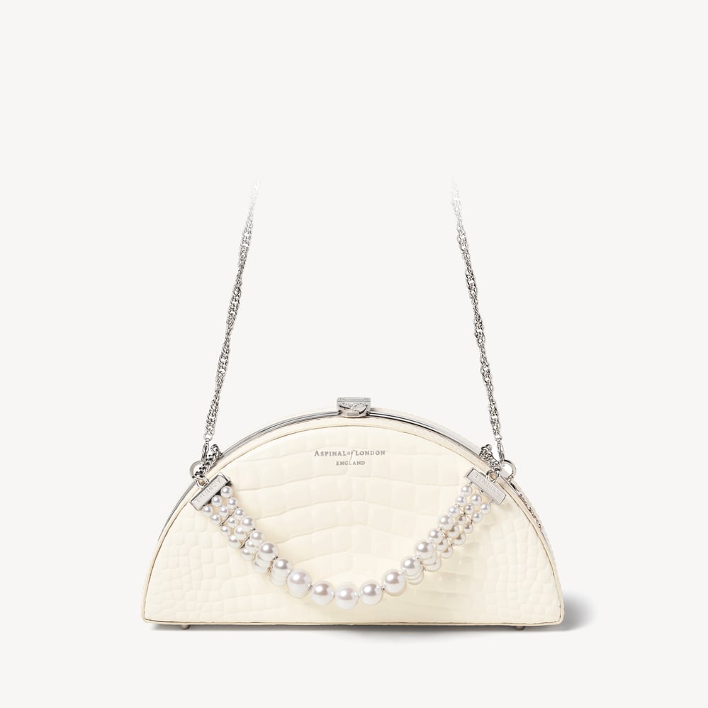 Luna Clutch Ivory Patent Croc