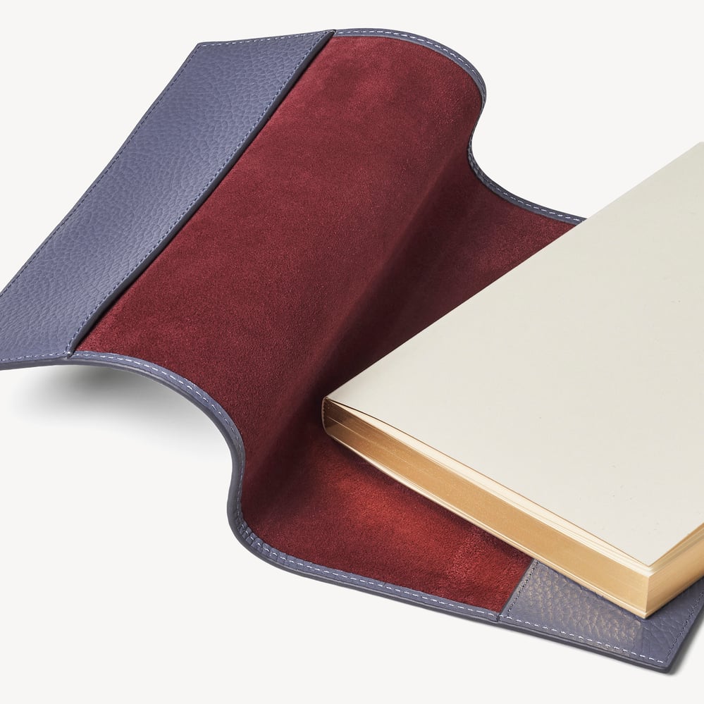 A5 Refillable Luxury Journal Dusky Blue Pebble with Soft Suede Lining