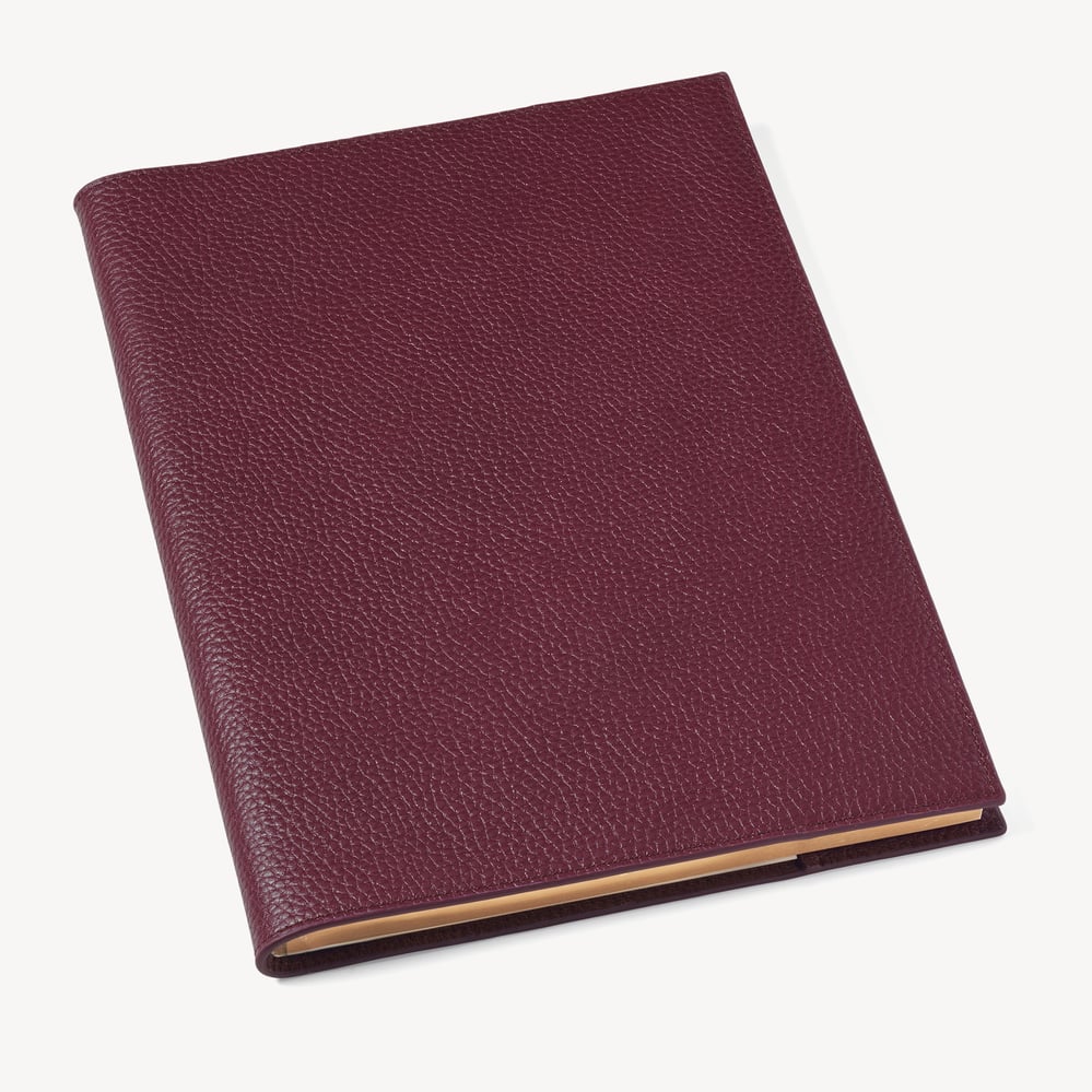 A4 Refillable Luxury Journal Garnet Pebble with Soft Suede Lining