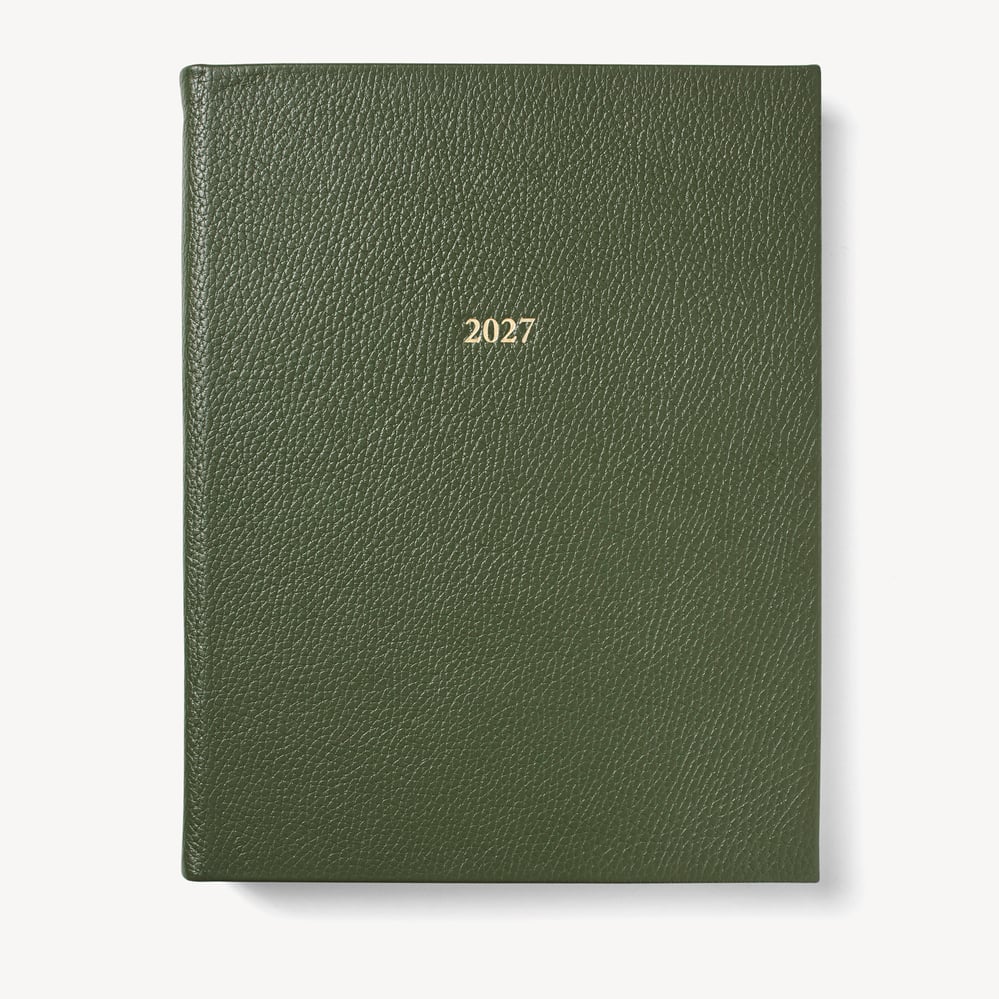 2027 A4 Day to Page Diary Racing Green Pebble