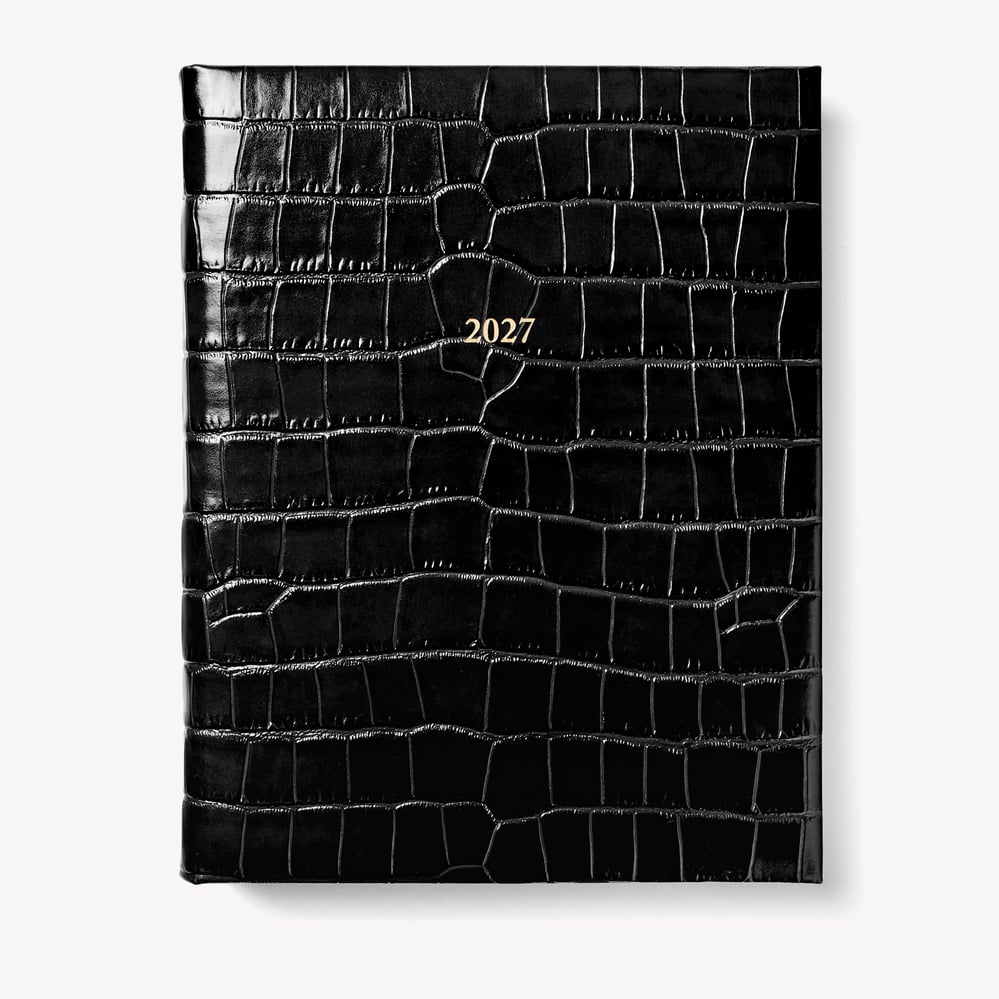 2027 A4 Day to Page Diary Deep Shine Black Croc