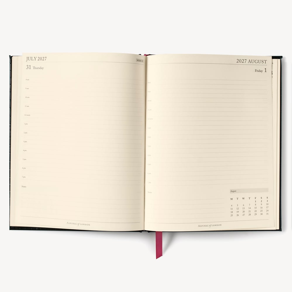 2027 A4 Day to Page Diary Deep Shine Black Croc