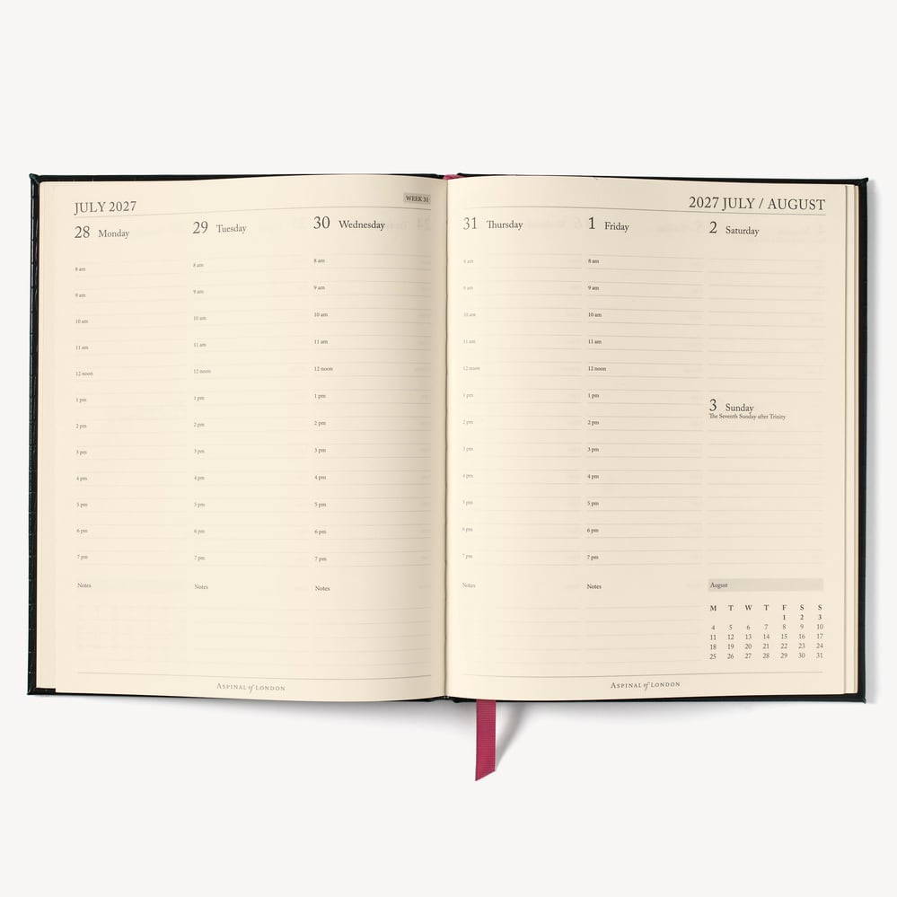2027 A4 Week to View Diary Racing Green Pebble