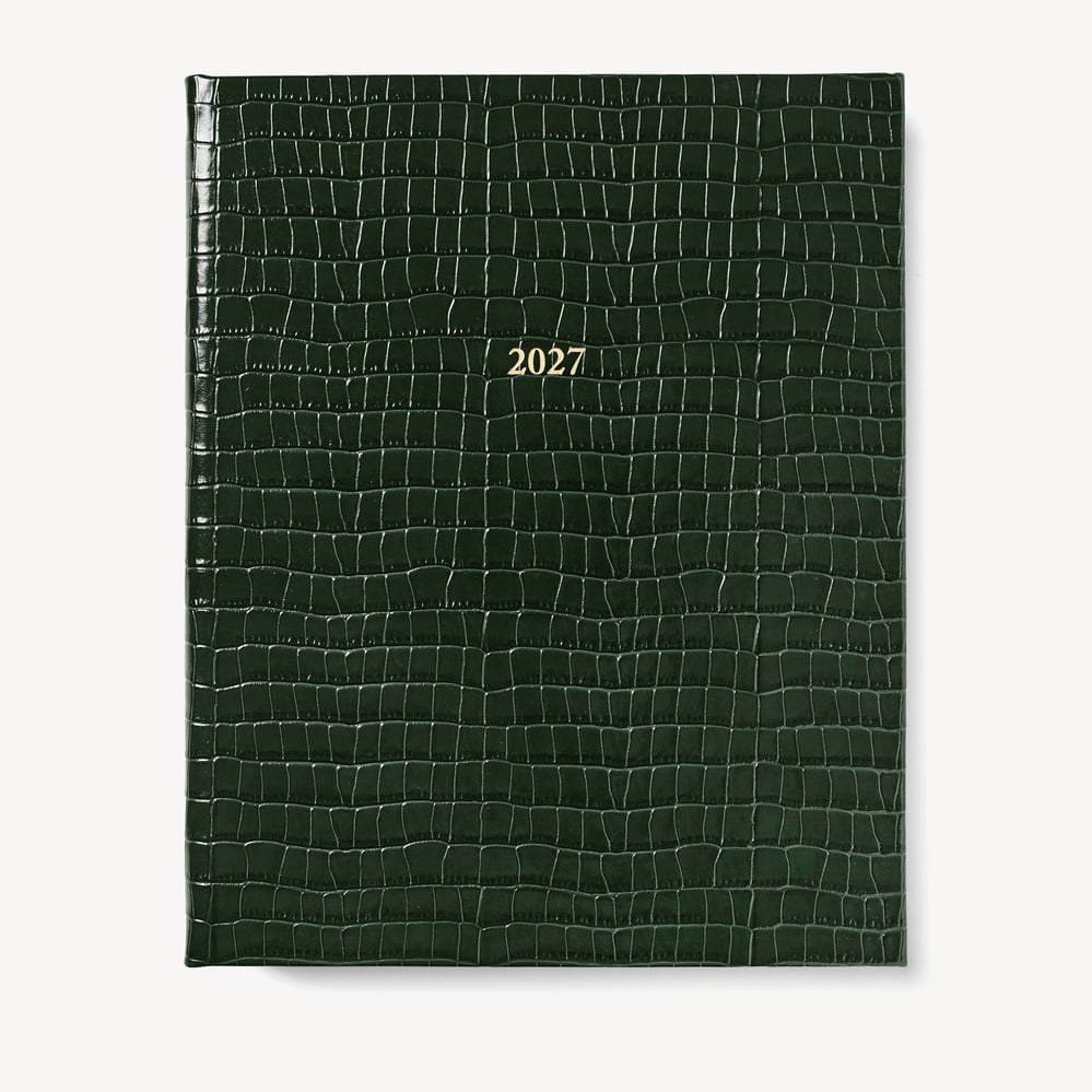 2027 A4 Week to View Diary Deep Shine Evergreen Small Croc