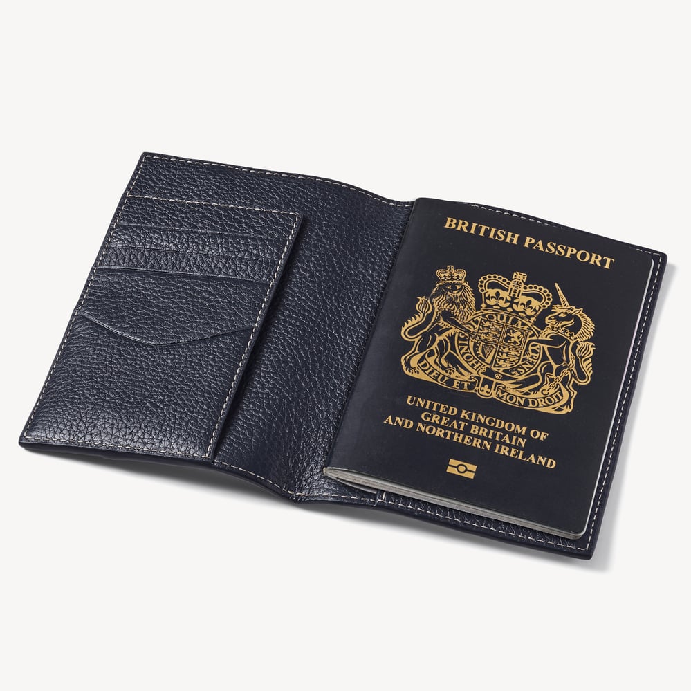 Hudson Passport Cover Classic Navy Milled Pebble