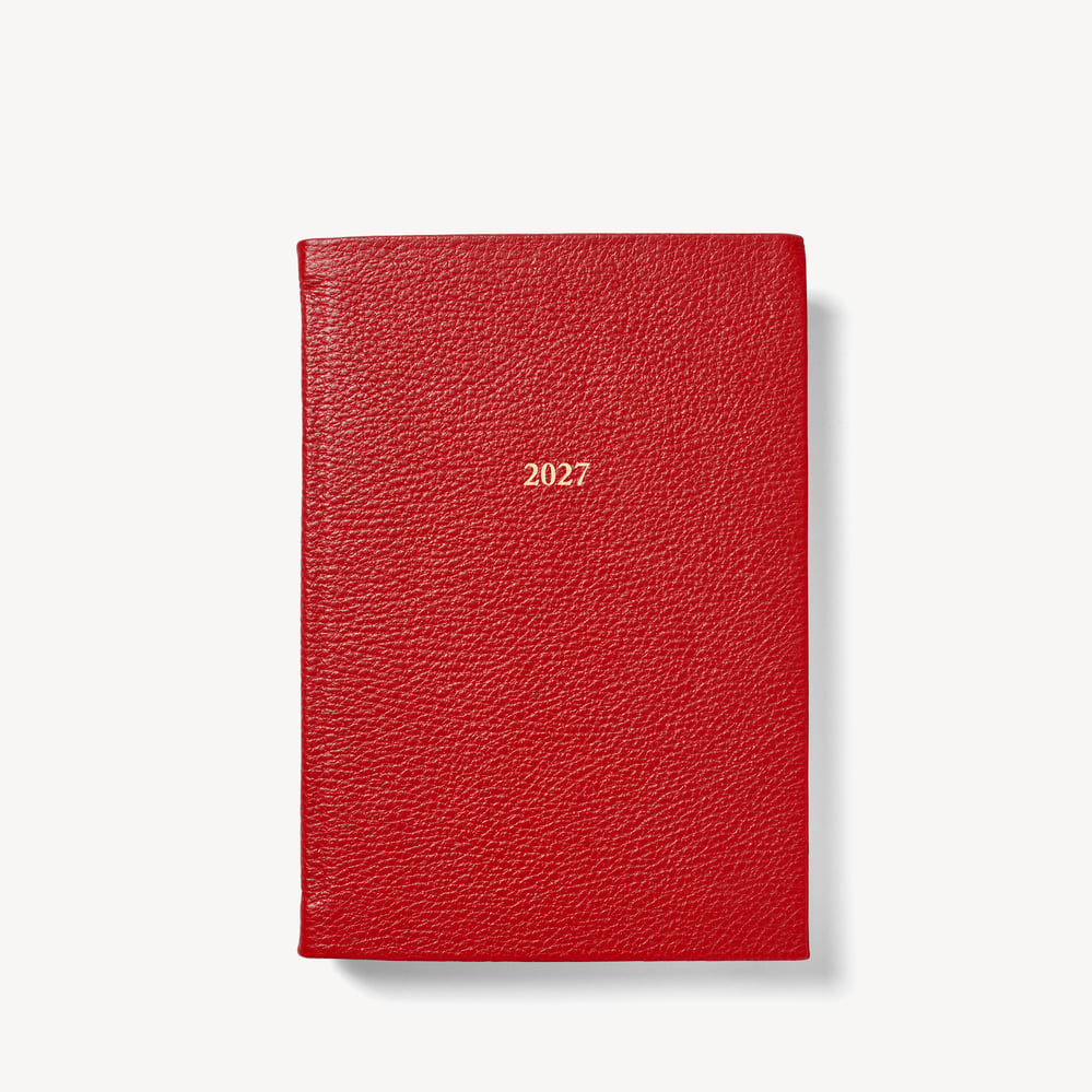 2027 A5 Day to Page Diary Cardinal Red Pebble