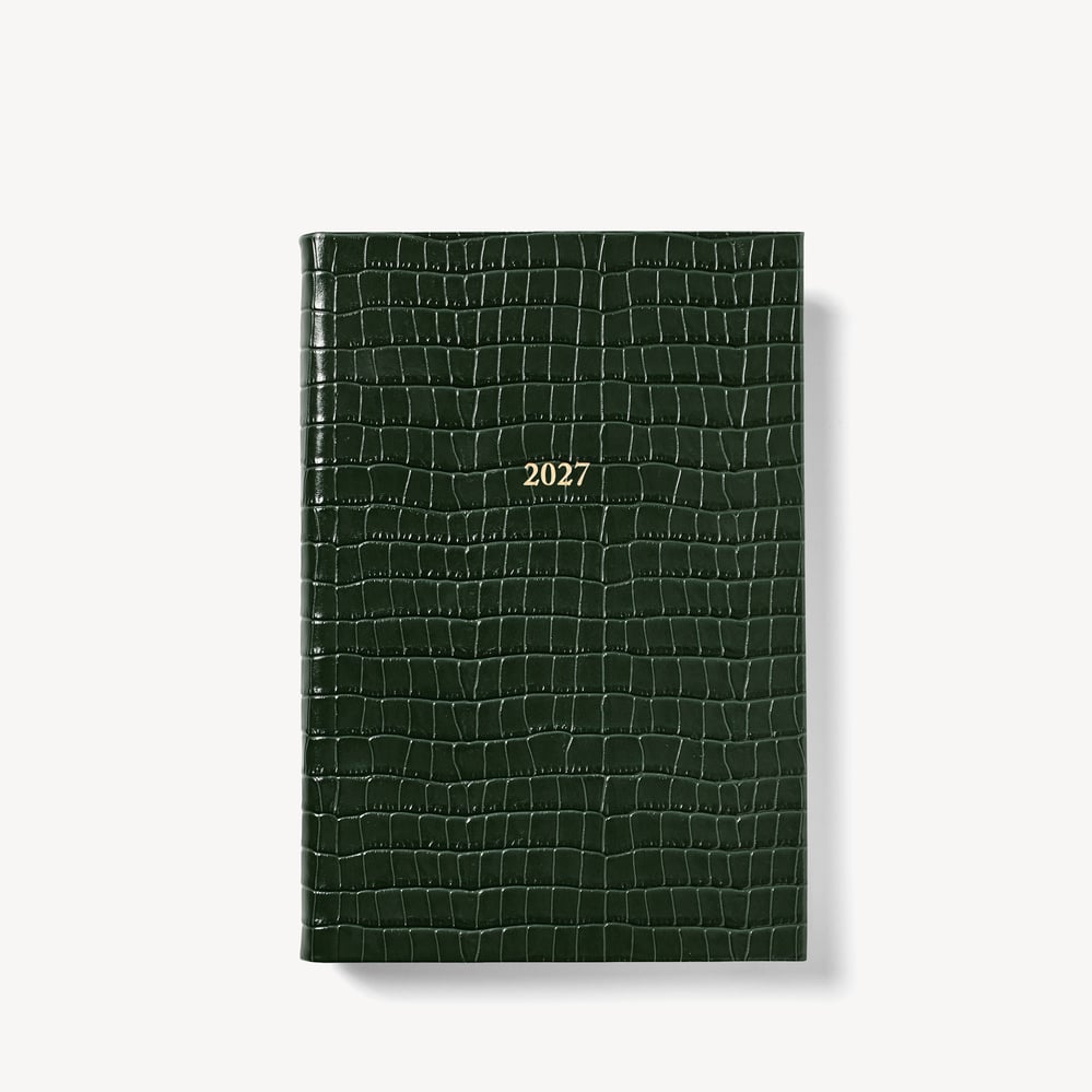 2027 A5 Day to Page Diary Deep Shine Evergreen Small Croc