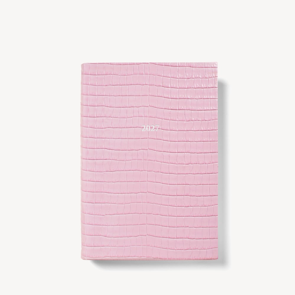 2027 A5 Day to Page Diary Deep Shine Powder Lilac Small Croc